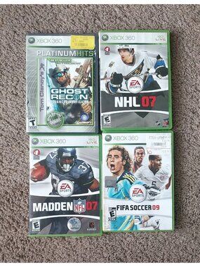 Xbox 360 Games Lot FIFA Soccer 09 Madden 07 NHL 07 Ghost Recon